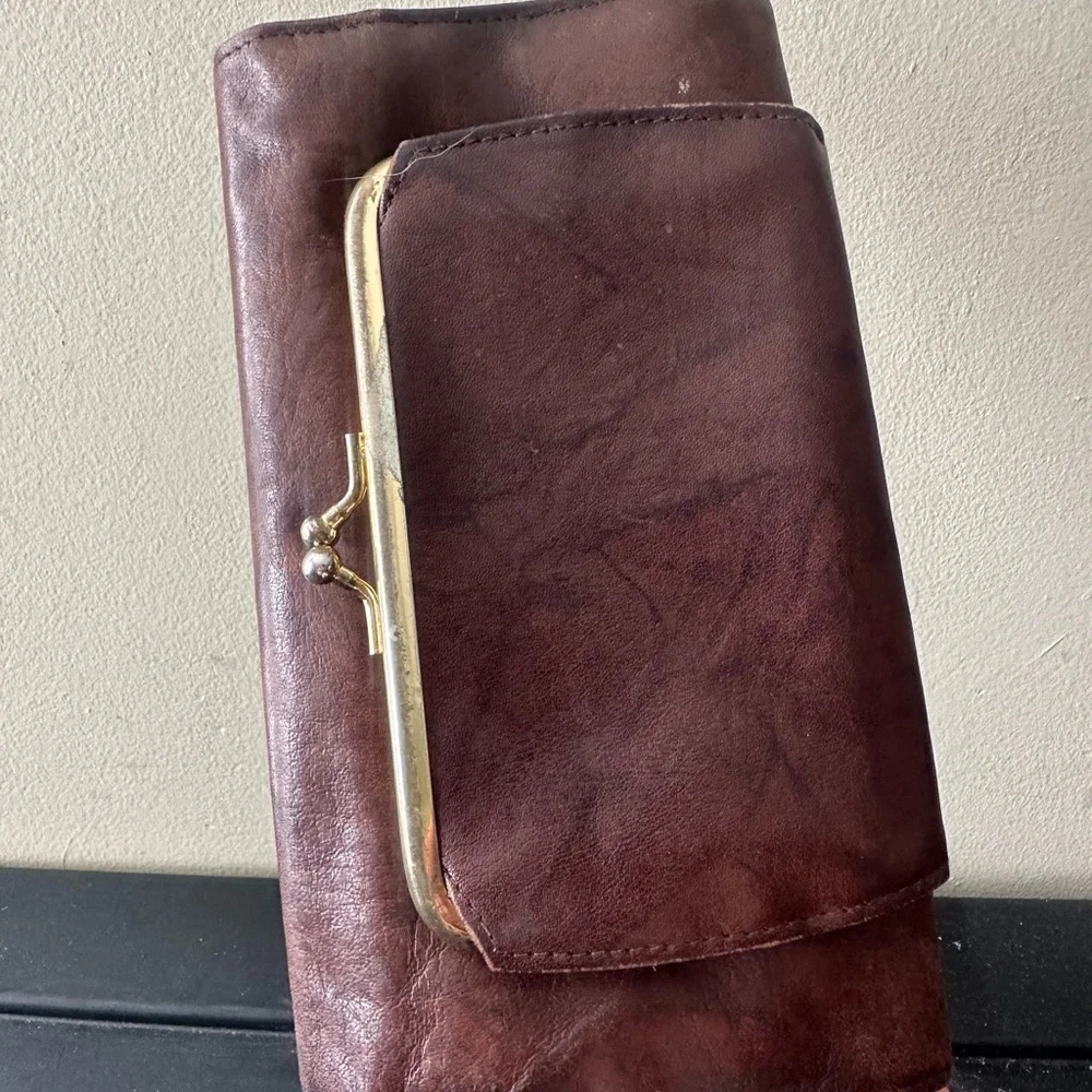Buxton Wallet Womens Brown Top Grain Leather Long Bifold Organizer Floral Emboss